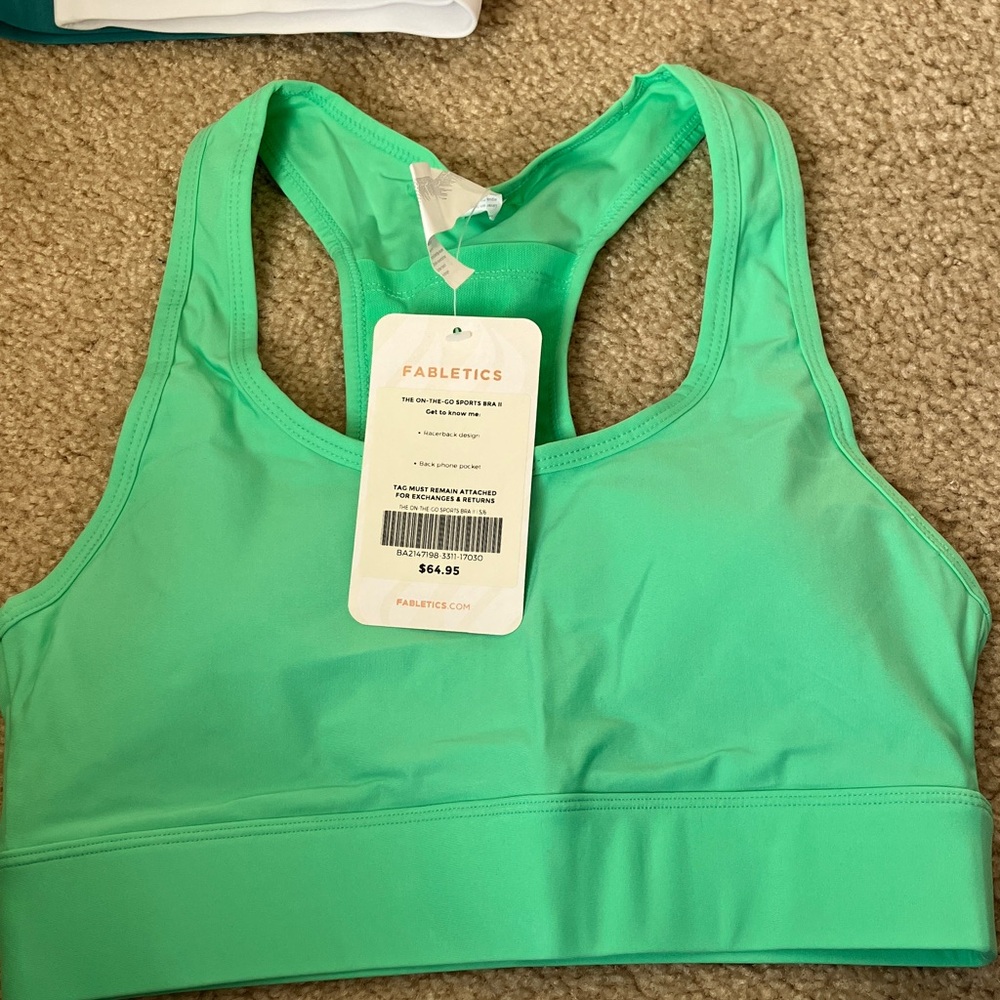 Fabletics On the Go II Sports Bra in lime green size small